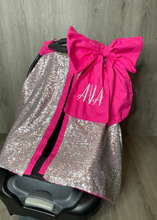 Load image into Gallery viewer, Silver Sequin &amp; Hot Pink Car Seat Canopy